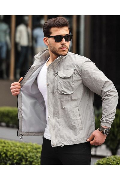 Clavi New Season Water and Windproof Fabric Seasonal Raincoat Jacket Gray
