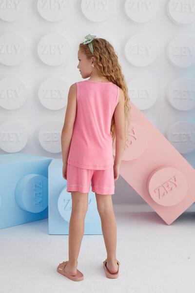 Sevim Girl's Thick Strap Pink Shorts Set C2T8N68