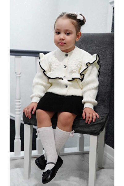 Meriç bebe Lányok hajtogatott szoknya és fodros kardigán 2 részes kötöttáru szett