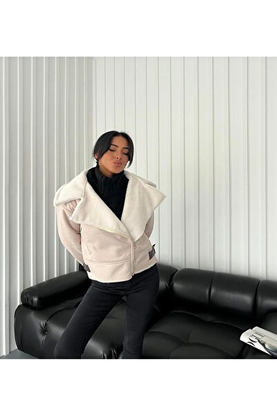 Göktuğ Giyim Suni kürklü  Süet Suni Deri Mont