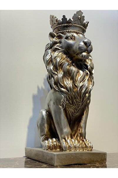 Gözen Home Dekoratif Taçlı Aslan Biblo