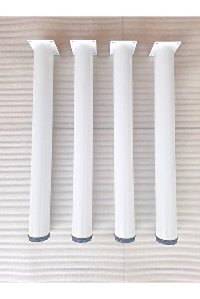 DEMONTEPARK 4 Pcs-60Cm Metal Pipe Foot-Table Leg-White Color-Adjustable. (Diameter: 6cm)