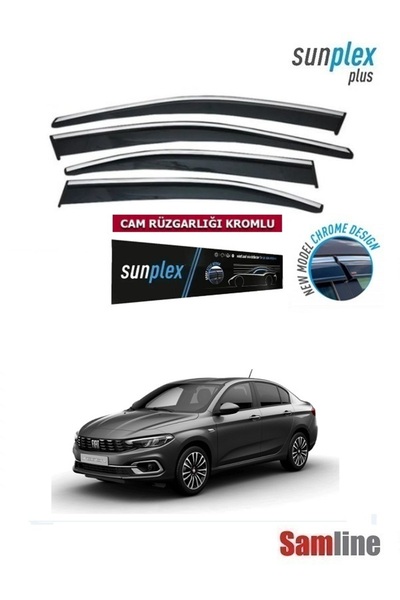 SUNPLEX Fiat Egea Sedan 2017 Model Kromlu Cam Rüzgarlığı (4 Cam Set)