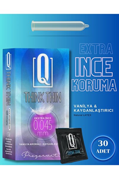 Q LIQUIDS Extra Ince Ve Vanilya Aromalı 30 Adet Prezervatif Kayganlaştırıcılı...
