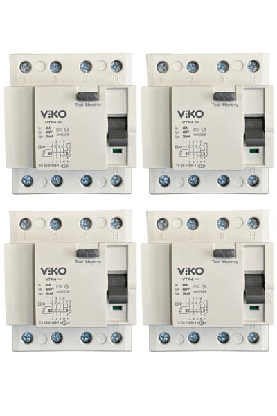 VİKO Viko 30mA 40A 4P Residual Current Protection Relay (4 Pieces)