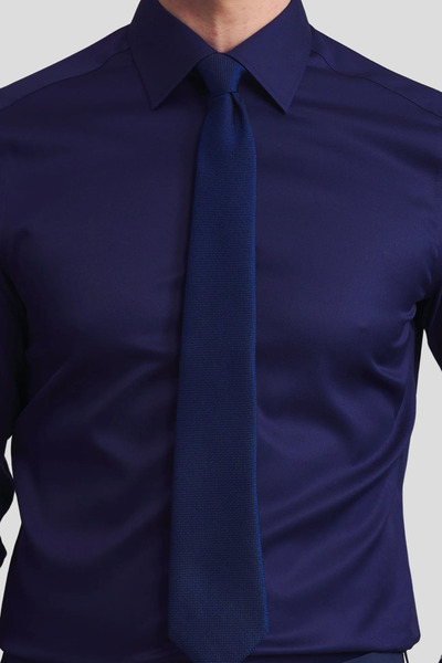 Daniel Bessi Uzun Kollu Slim Fit %100 Pamuk Twill Non-Iron Ütü Gerektirmeyen Kırışmayan Basic Klasik Erkek Gömlek