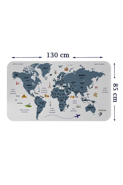 Doğal Bizden DB HG Turkish Educational Country and Capital Detailed Atlas World Map Wall Sticker-85x130-3832