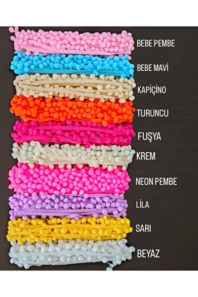 sarra RENKLİ ŞERİT PONPON  5 MT - BEBE PEMBE