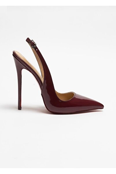 ASPECTO Agena - Mürdüm Rugan Stiletto Hakiki Deri Astarlı Topuklu Ayakkabı