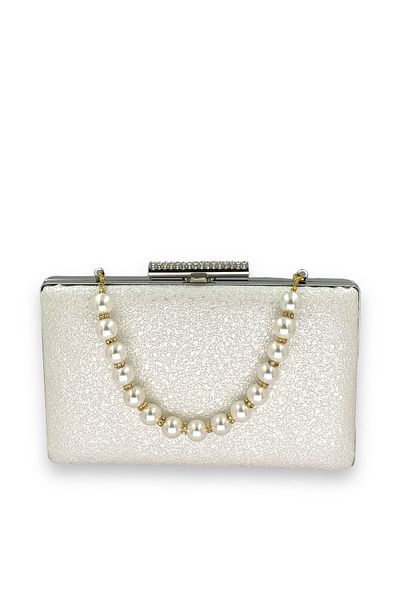 Biçanta Mother of Pearl Ecru Pearl Λαβή με κρύσταλλο ματ δερμάτινο βραδινό φόρεμα Τσάντα βραδινή τσάντα Henna Wedding Engagement