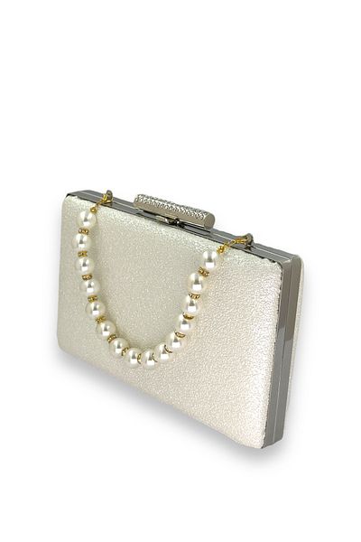 Biçanta Mother of Pearl Ecru Pearl Λαβή με κρύσταλλο ματ δερμάτινο βραδινό φόρεμα Τσάντα βραδινή τσάντα Henna Wedding Engagement