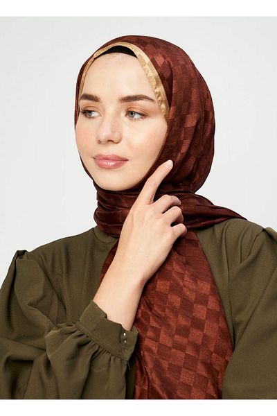 Modakaşmir Monogram Jacquard Series Checkerboard Shawl