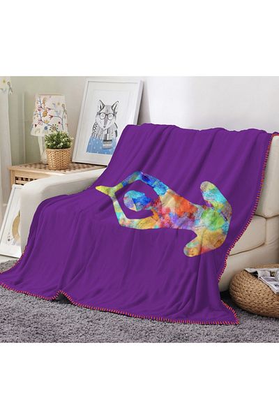 Erays Home Yoga Patterned Printed Fleece Blanket Tv Blanket