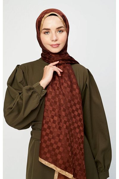 Modakaşmir Monogram Jacquard Series Checkerboard Shawl