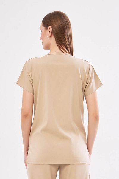 Class Üniforma Scrubs unisex bej - Tricou pentru asistentă și doctor cu mânecă liliac, Lycra