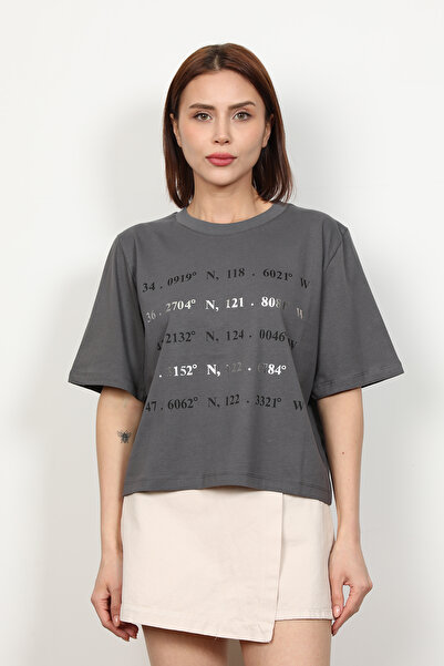 GİYSA Ženska Štampano kratka široka T-shirt