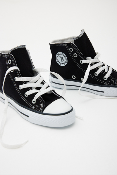 Tonny Black Dětské unisex černé pohodlné šněrovací dlouhé sportovní boty