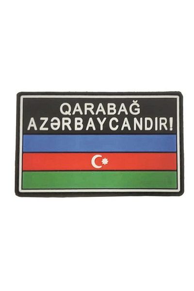 SINGLE SWORD Petice din plastic cu steagul Azerbaidjanului cu scrisul Karabağ Azerbaidjan