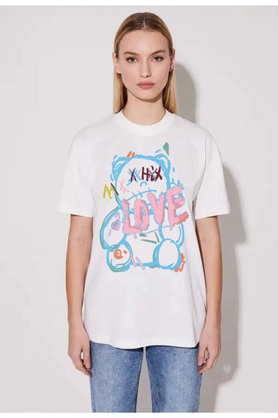 Modern Moda Βαμβακερό μπλουζάκι Oversize Love Bear Printed - Trend Fashion