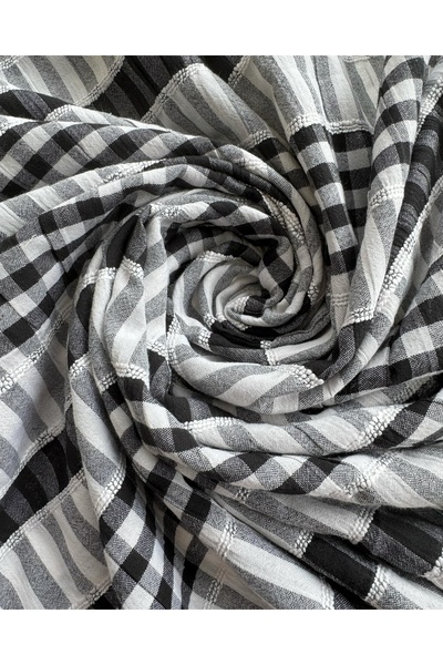 Marka Pamuklu Ekose Dokuma Kumaş Siyah 1 Metre