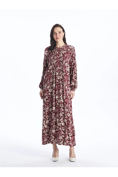 LC Waikiki LCW Grace - Crew Neck Floral Print Women's Long Sleeve Dress