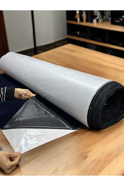 PLUSH STUDIO Αυτοκόλλητο Suede Velvet Fabric Navy Blue 150cm X 100cm Χωρίς ίχνη Velvet Fabric, Υφάσματα για το σπίτι
