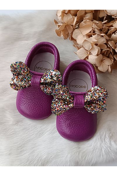Hodore Sofia Purple Genuine Leather Baby Moccasins