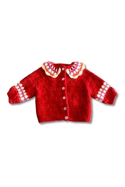 Sistaful El Örgüsü Bebek Çocuk Kadife Hırka