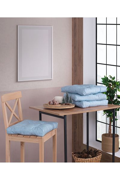 Misev Light Blue Fluffy Chair Cushion
