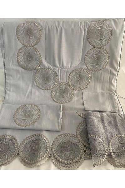 Vinezza Home Collection VINEZZA HOME COLLECTION - 5 Piece Linen Dowry French Guipure Prayer Rug Set Bundle Set