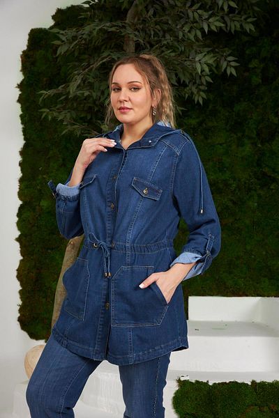 RMG Large Size Blue Denim Jacket - Pocket Detailed