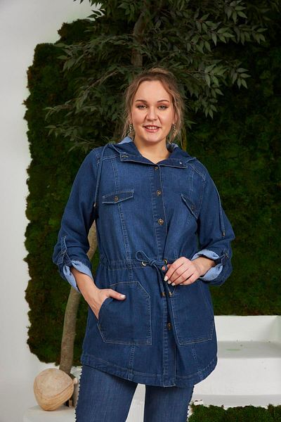 RMG Large Size Blue Denim Jacket - Pocket Detailed