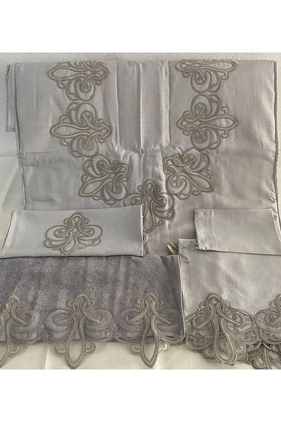 Vinezza Home Collection Dowry 5 Piece Linen French Guipure Prayer Rug Set Bundle Set