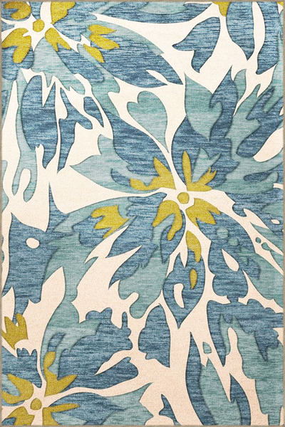 Rugs Modern Halı Covor țesut cu model floral albastru 4025