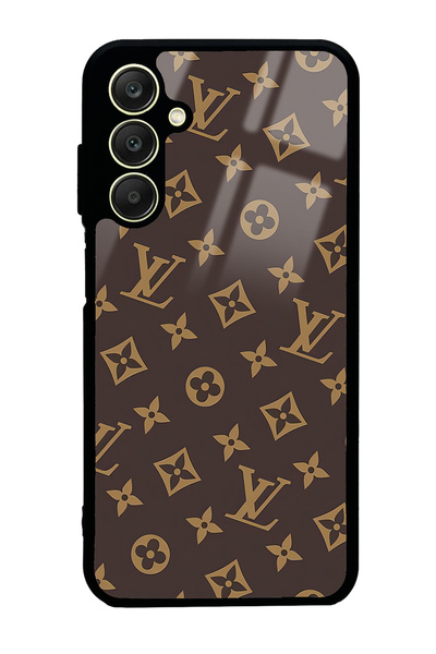 Spoyi Samsung A25 Kahverengi LV Tasarımlı Glossy Telefon Kılıfı