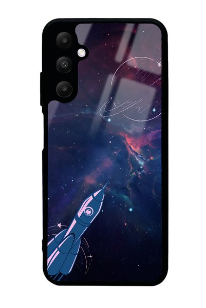 Spoyi Glossy Phone Case for Samsung A05S Space Rocket Design