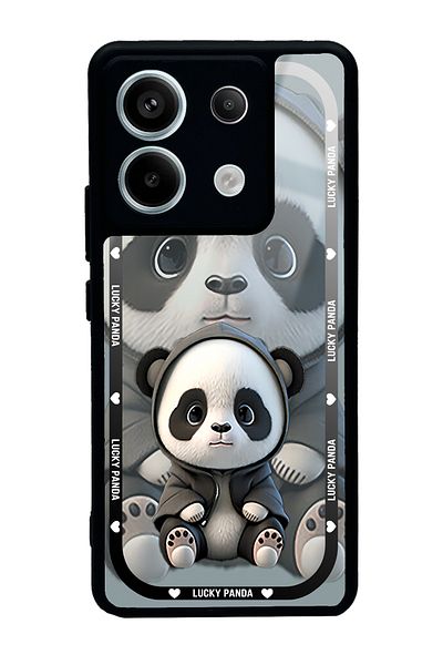 Spoyi حافظة هاتف لامعة لهاتف Xiaomi Redmi Note 13 Pro 5G باللون الأبيض بتصميم لاكي باندا