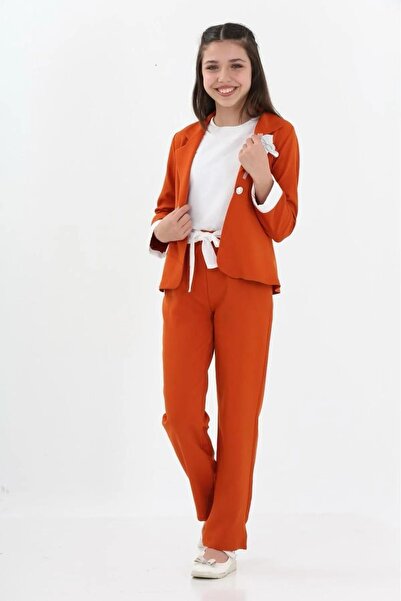 Your Consent Girl's Blazer Jacket-Blouse-Pants 3-Piece Combination Holiday Special Day Suit