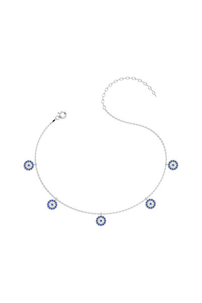 İNDİGO TAKI Nazar Boncuğu Beyaz Gümüş Halhal