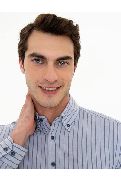 Pierre Cardin Тъмносиня риза с дълъг ръкав Slim Fit