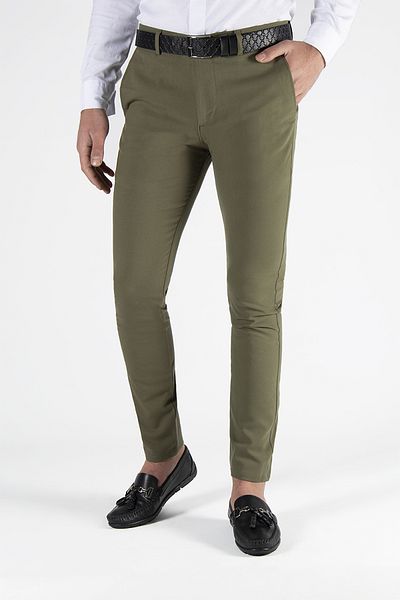 ADEGO Green Slim Fit Italian Cut Linen Men's Trousers