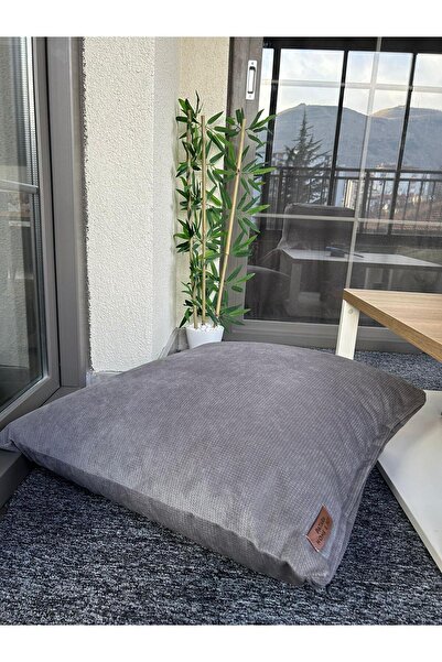 PATARA HOME Leon Gri Fermuarlı Yıkanabilir Yer Minderi & Tutmalı Yer Minderi ...