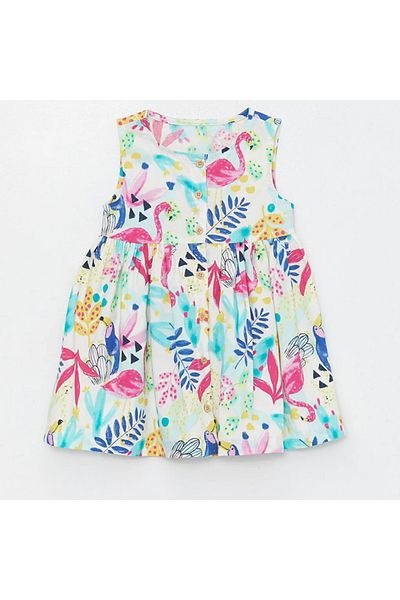 LC Waikiki LCW Baby - Patterned Poplin Baby Girl Dress, Crew Neck