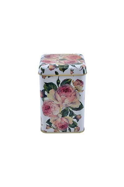 EVLE Ef022-v0 Llc Rose Patterned Square Metal Storage Container 11x11 Cm