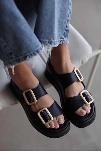 selinshoes صندل نسائي من Minella بإبزيم مزدوج - أسود