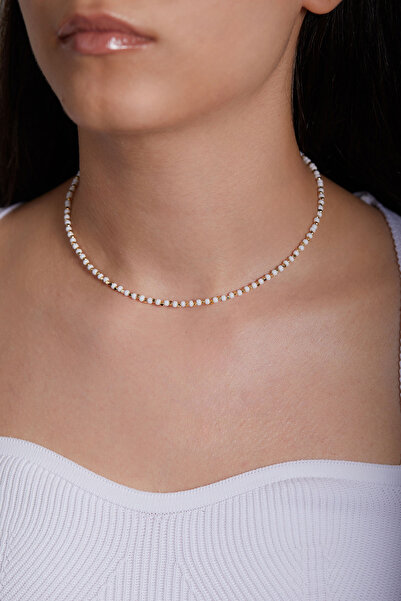 Elika Silver Kadın Beyaz Renkli Boncuklu Bijuteri Kolye