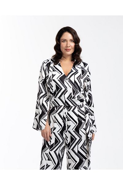 LUOKK Alıssıa Double Breasted Collar Patterned Plus Size Jumpsuit