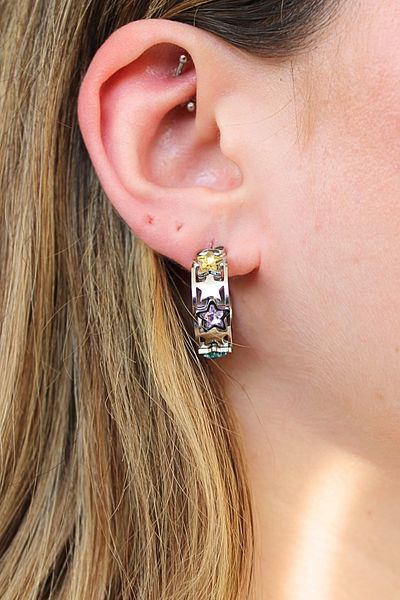 DOURS GOLD EARRINGS STEEL 'STAR' 2 CM