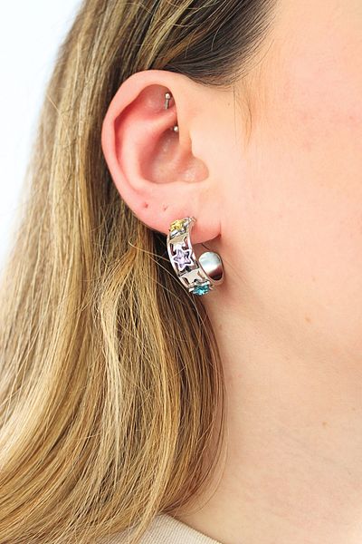 DOURS GOLD EARRINGS STEEL 'STAR' 2 CM