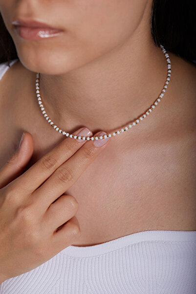 Elika Silver Kadın Beyaz Renkli Boncuklu Bijuteri Kolye